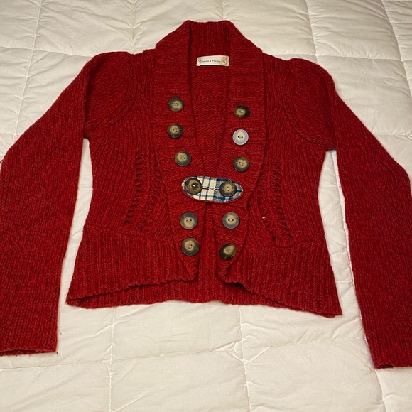 Anthropologie Red Button Sweater - Picture 3 of 5